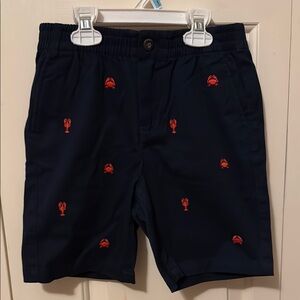 Janie and Jack Navy Shorts with Red Lobster & Crab Embroidery